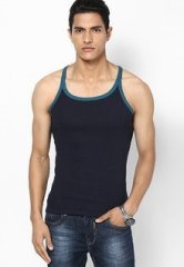 Hanes Navy Blue Round Neck Vests men