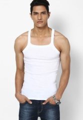 Hanes White Square Neck Vests men