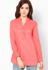 Harpa Full Sleeve Peach Solid Tunic women