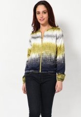 Harpa Full Sleeve Printed Grey/Yellow Jacket women