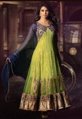 Heroine Green Embellished Dress Material women