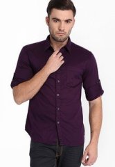 Highlander Solid Purple Casual Shirt men