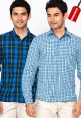 Identiti Checks Blue Casual Shirt men