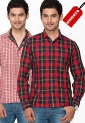 Identiti Checks Red Casual Shirt men