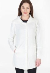 Imagination Off White Solid Winter Jacket women