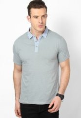 Incult Light Grey Printed Collar Polo T Shirt With Printed Pockets men