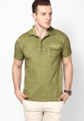 Incult Olive Coal Pigment Wash Polo T Shirt men