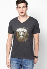 Incult Printed Anthra V Neck T Shirt men