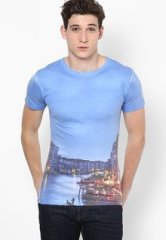 Incult Printed Blue Crew Neck T Shirt men