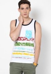 Incult Printed White Vest men