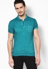 Incult Teal Cold Pigment Dyed Polo T Shirt men