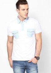 Incult White Printed Collar Polo T Shirt With Printed Pockets men