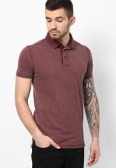 Incult Wine Half Sleeve Overdyed Polo T Shirt men