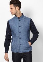 Indian Terrain Blue Ethnic Jacket men