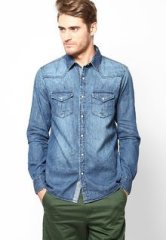 Inego Washed Blue Casual Shirt men