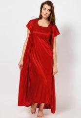 Ishin 2 Pc Self Pattern Red Nightwear women