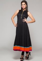 Iti Sleeve Less Solid Black Kurta women