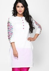 Iti White Embroidered Kurti women