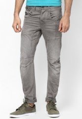 Jack & Jones Grey Melange Solids Chinos men