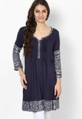 Jugnu Printed Navy Blue Kurta women