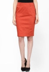 Kaaryah Orange Pencil Fit Skirt women