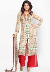 Kalista Printed Cream Kurta Churidar Set women