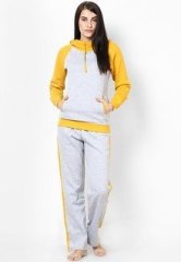 Kanvin Grey Yellow Fleece Nightwear Set women