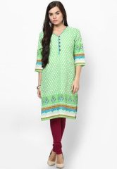 Karigari Green Cotton Kurta women