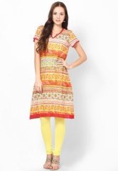 Karigari Orange Cotton Kurta women