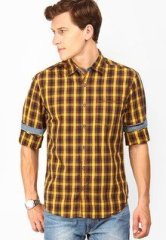 Locomotive Checks Brown Casual Shirt men