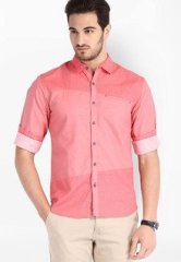 Locomotive Solid Pink Casual Shirt men