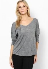 Mango Grey Full Sleeve T Shirt women