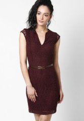 Mango Maroon Dress women