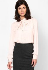 Mango Pink Full Sleeves Bow Shirt women