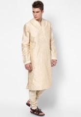 Manish Creations Printed Beige Kurta Pyjama men