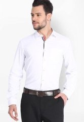 Mark Taylor Solid White Formal Shirt men