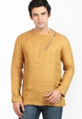 Mayank Modi Solid Khaki Kurta men