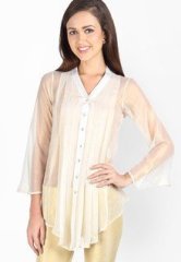 Mayank Modi White Solid Tunic women