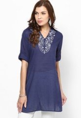 Meira Navy Blue Embroidered Kurta women