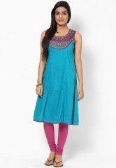 Melange Cotton Aqua Blue Kurta women