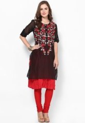 Melange Solid Red Kurta women