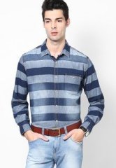 Meltin Striped Grey Casual Shirt men