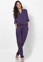 Miaminx 3/4Th Sleeve Navy Blue Jumpsuit women