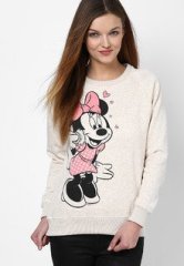 Mickey & Friends Cream Printed Sweatshirt women