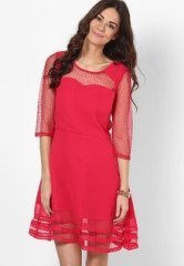 Miss Bennett Addicted To Pink Skater Dress With Sheer Panels women