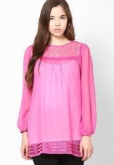 Miss Bennett Cotton Candy Pink Sheer & Lace Top women