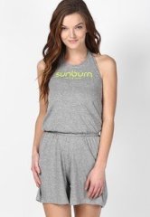 Miss Bennett Grey Melange Printed Dungarees & Jumpsuits women