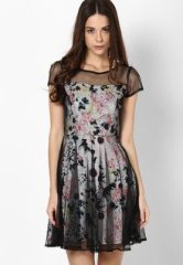 Miss Bennett Tropical Escape Sheer Overlay Skater Dress women