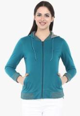 Miss Grace Blue Solid Hoodie women