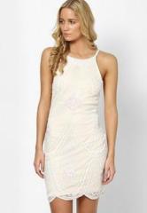 Miss Selfridge Cream Deco Embellished Dress women